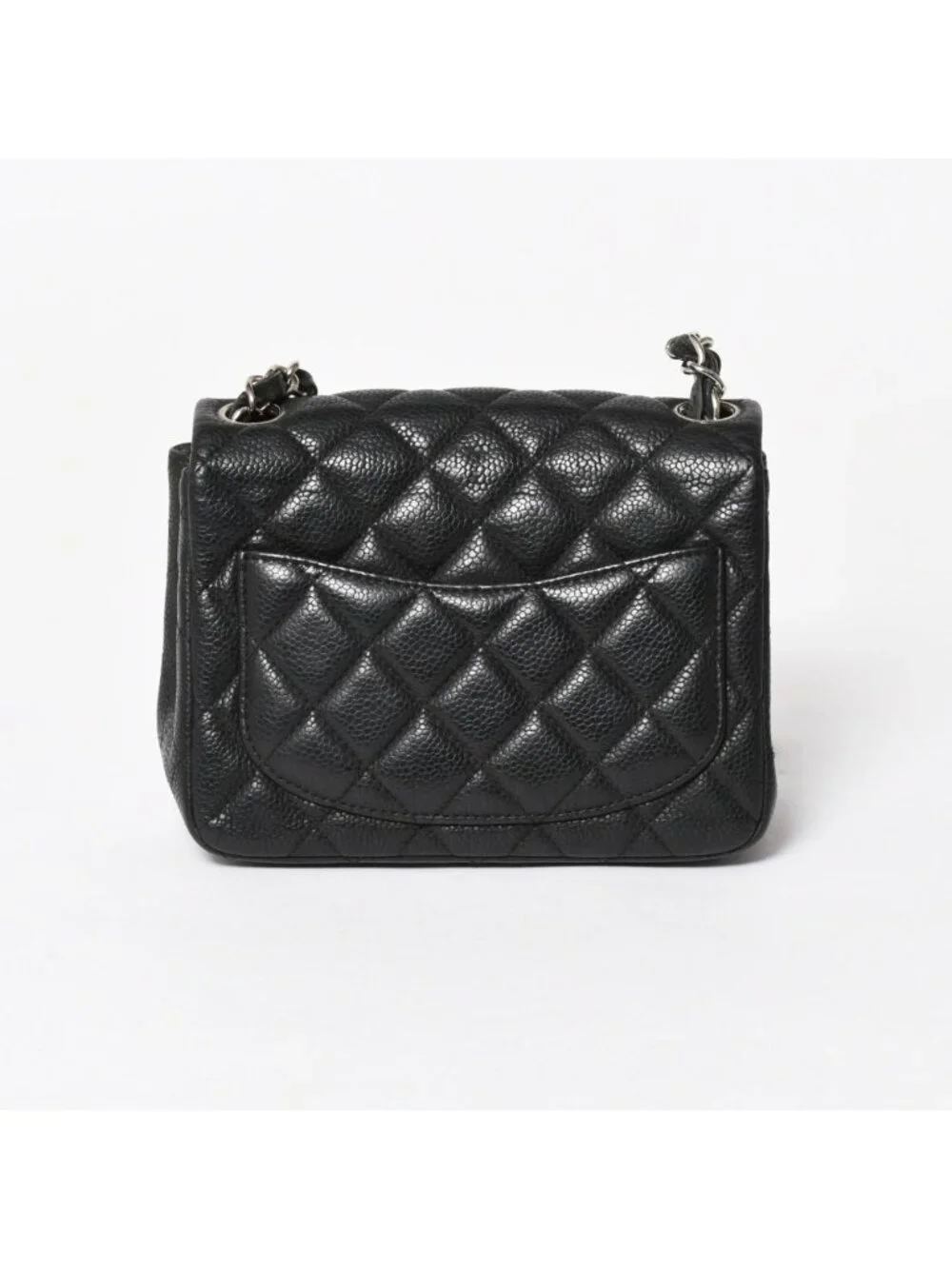 Chanel Mini Quilted 17 S Flap S Chain Shoulder Bag CC Logo Caviar Leather Black